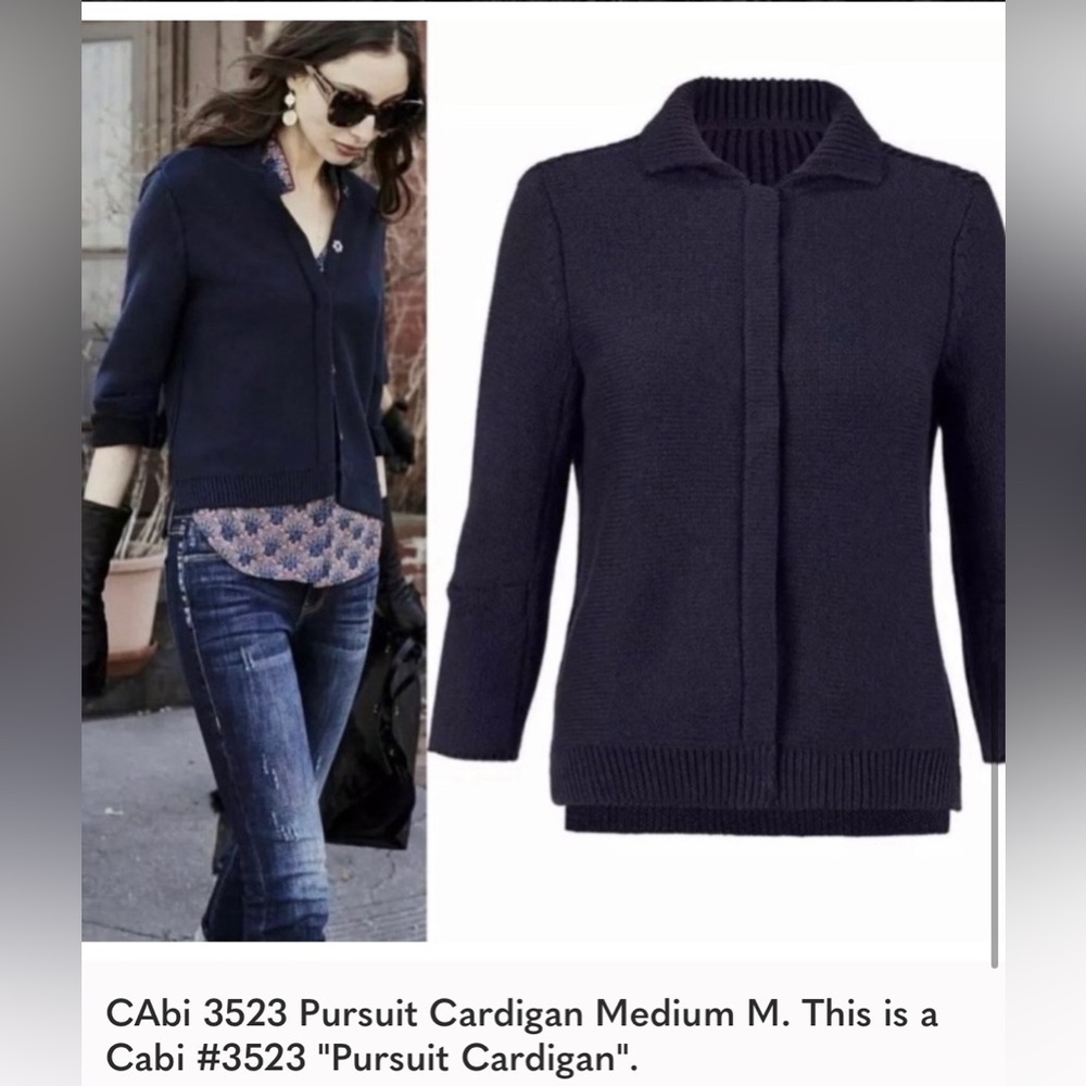 CAbi Pursuit Cardigan Sweater Navy Blue Women’s Size Medium